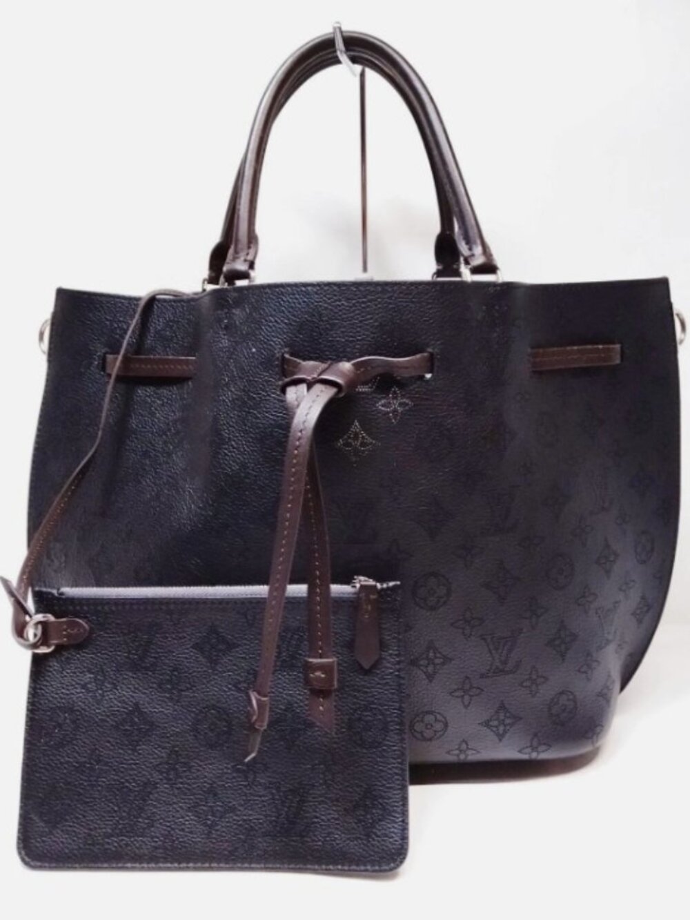 LOUIS VUITTON Black Monogram Mahina Girolata Bag